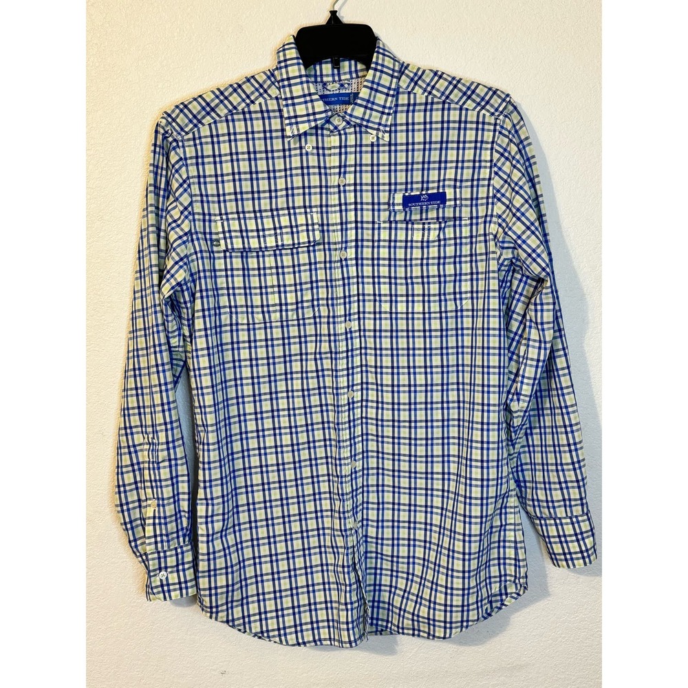 Southern Tide Mens Long Sleeve Fishing Style Shirt Size Small Plaid